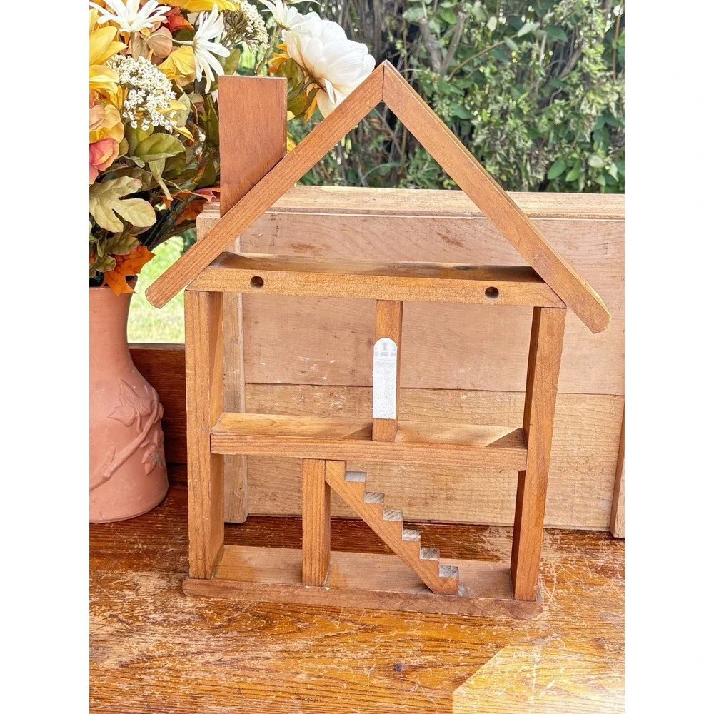 Vintage Wooden House Shaped Trinket Shelf, Cottage Core Country Farmhouse, Decor